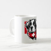 Swiss Saint Bernard Mug with Swiss Flag Scarf コーヒーマグカップ (正面左)