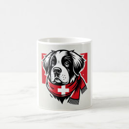 Swiss Saint Bernard Mug with Swiss Flag Scarf コーヒーマグカップ