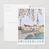 Switzerland Europe Travel Illustration ポストカード (正面/裏面)