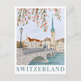 Switzerland Europe Travel Illustration ポストカード