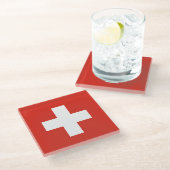 Switzerland Flag ガラスコースター (アングル)