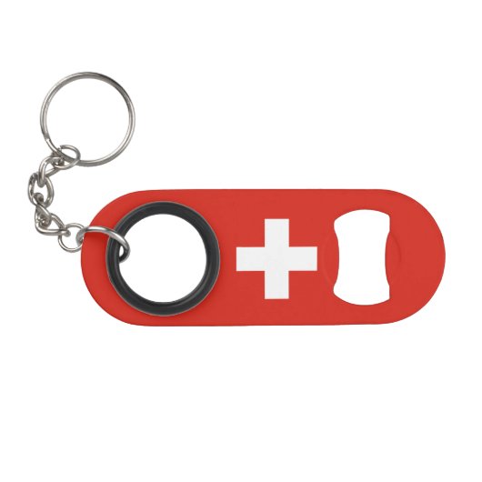 Switzerland Flag キーホルダー栓抜き (正面(横))