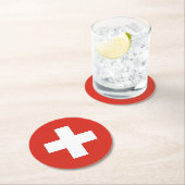 Switzerland Flag ラウンドペーパーコースター (インサイチュ)