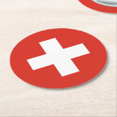 Switzerland Flag ラウンドペーパーコースター (アングル)