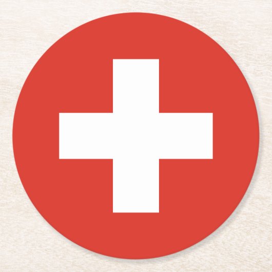 Switzerland Flag ラウンドペーパーコースター (正面)