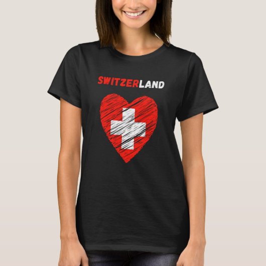 Switzerland Flag Holiday Switzerland Heart Swiss F Tシャツ (正面)