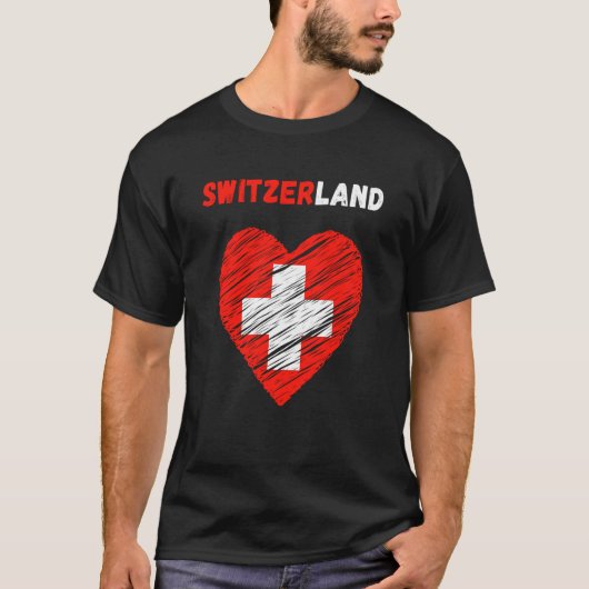 Switzerland Flag Holiday Switzerland Heart Swiss F Tシャツ (正面)