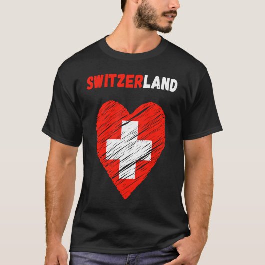Switzerland Flag Holiday Switzerland Heart Swiss F Tシャツ (正面)