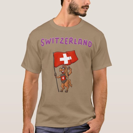 Switzerland Horse Swiss Fans girl Tシャツ (正面)