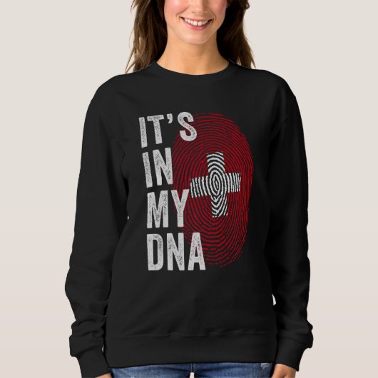Switzerland It's In My DNA Cute Swiss Fingerprint  スウェットシャツ (正面)