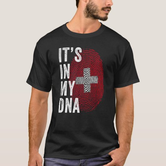Switzerland It's In My DNA Cute Swiss Fingerprint  Tシャツ (正面)