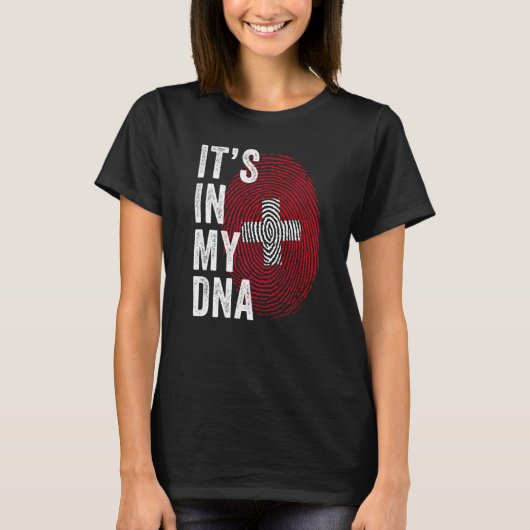 Switzerland It's In My DNA Cute Swiss Fingerprint  Tシャツ (正面)