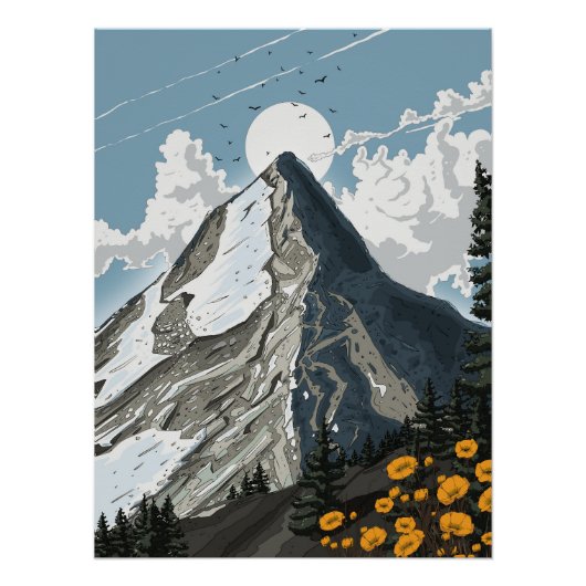 Switzerland Snow Capped Mountain ポスター (正面)
