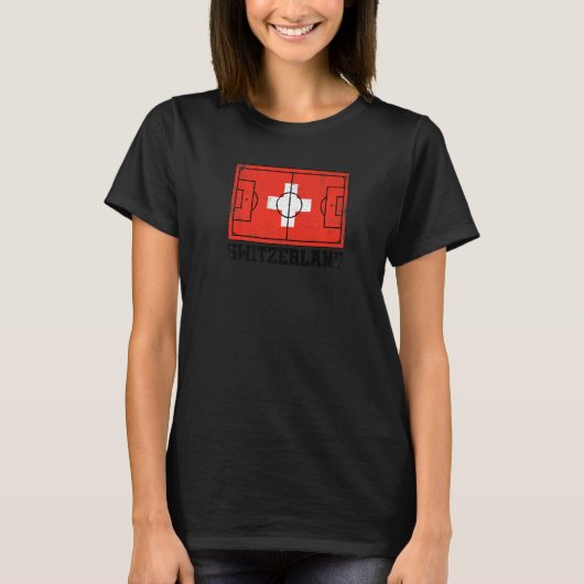 Switzerland Soccer Field Country Flag Swiss Pride Tシャツ (正面)