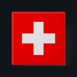 Switzerland (Swiss) Flag 缶バッジ<br><div class="desc">Customizable World Flag Products - Please feel free to add your own text.</div>
