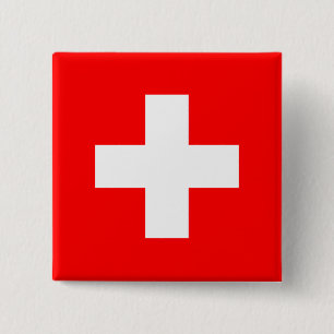 Switzerland (Swiss) Flag 缶バッジ