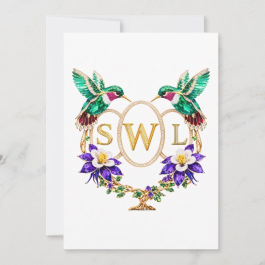 SWL Hummingbird Wedding Any Letters Custom  招待状 (正面)