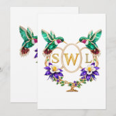 SWL Hummingbird Wedding Any Letters Custom  招待状 (正面/裏面)