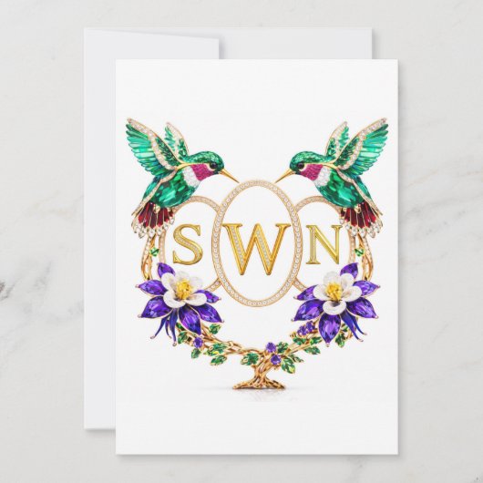SWN Hummingbird Wedding Any Letters Custom CO 招待状 (正面)