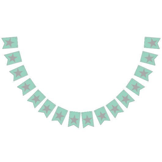 Swollowtail Bunting - Teal Background Grey Stars バンティングフラッグ (全)