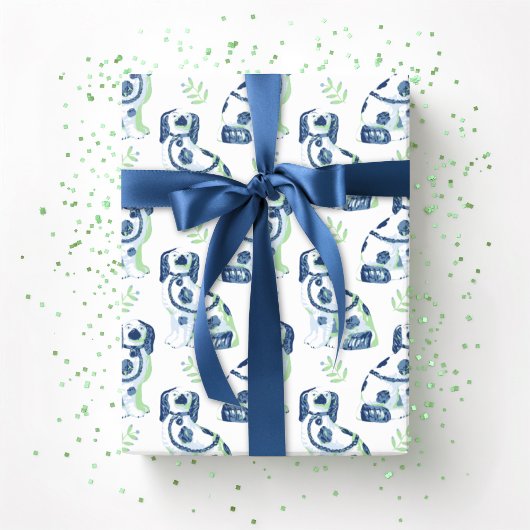 Swoon Staffordshire Dogs Sprig Slate and Green ラッピングペーパー