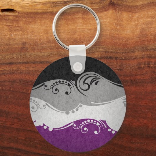 swoopファンシーと渦巻き無性プライド国旗 キーホルダー (正面)