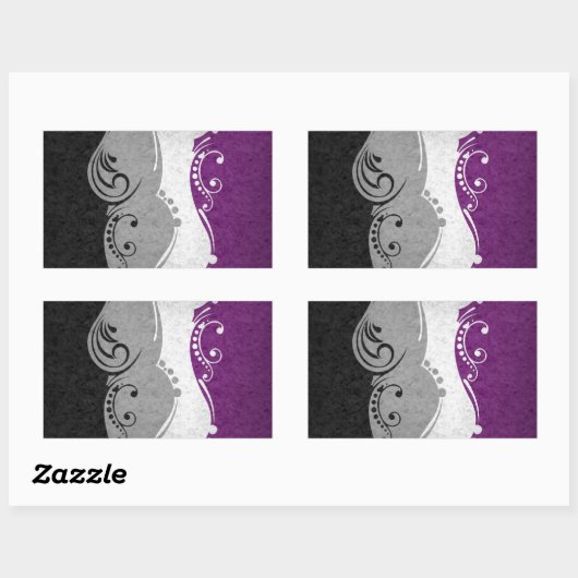 swoopファンシーと渦巻き無性プライド国旗 長方形シール (シート)