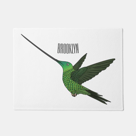 Sword-billed hummingbird cartoon illustration  ドアマット (正面)