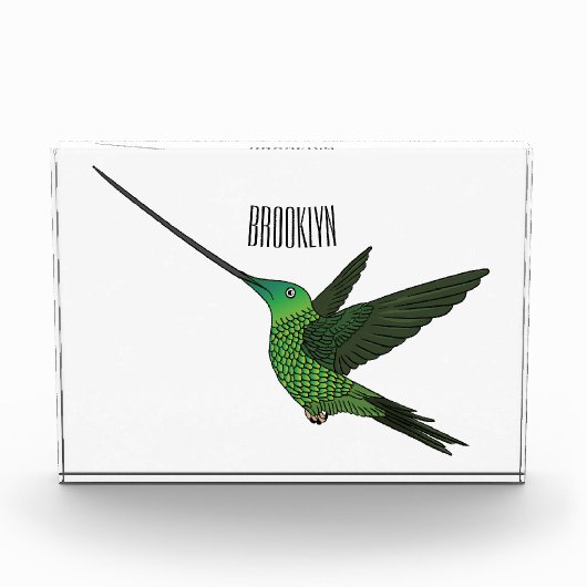 Sword-billed hummingbird cartoon illustration フォトブロック (正面)