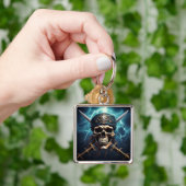 Swords Keychainを使用した海賊スカル キーホルダー (手)