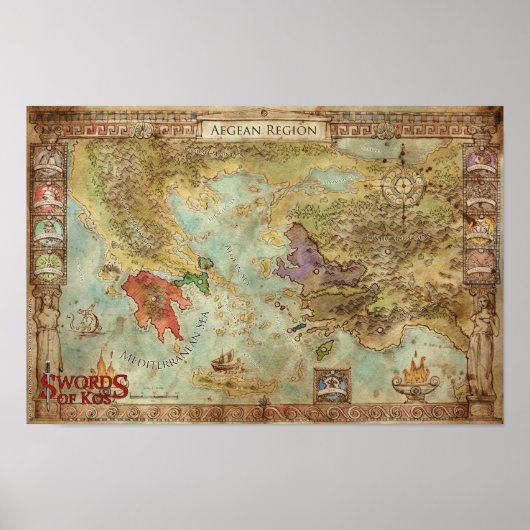 Swords of Kos：エーゲ地方キャンペーンマップ ポスター (正面)