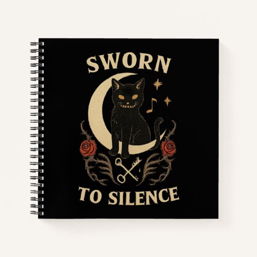Sworn to Silence Gothic Black Cat Halloween ノートブック (正面)
