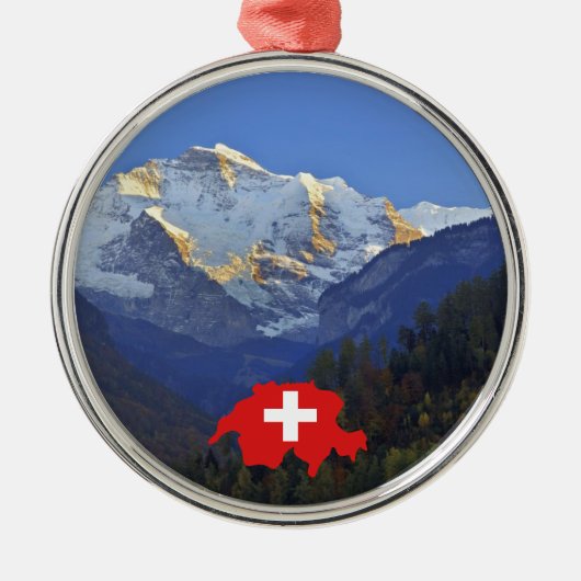 Swtzerland Jungfrauおよび旗 メタルオーナメント (正面)