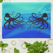 Sybille's Octopus On Blue Green – キッチンタオル (折り畳み)