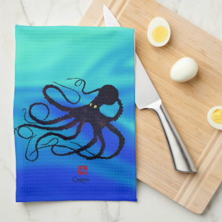 Sybille's Octopus On Blue Green – キッチンタオル