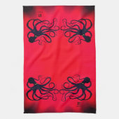 Sybille's Octopus On Red – キッチンタオル (縦)