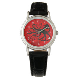 Sybille's Octopus On Red - Women's Watch 腕時計