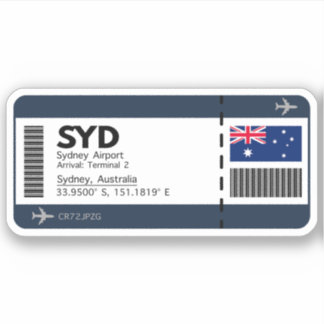 SYDシドニーボーディングパス – オーストラリアチケット シール