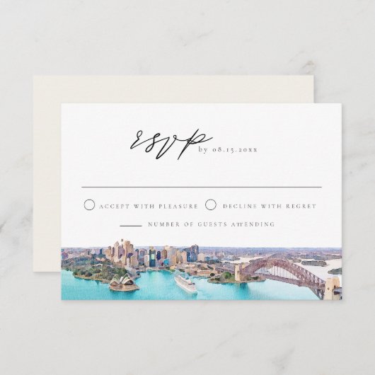 SYDNEY AUSTRALIAスカイラインの目的地RSVP 招待状 (正面/裏面)