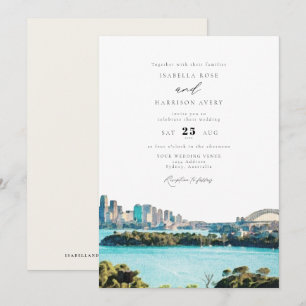 SYDNEY AUSTRALIA水カラーイラストレーション結婚ズ 招待状