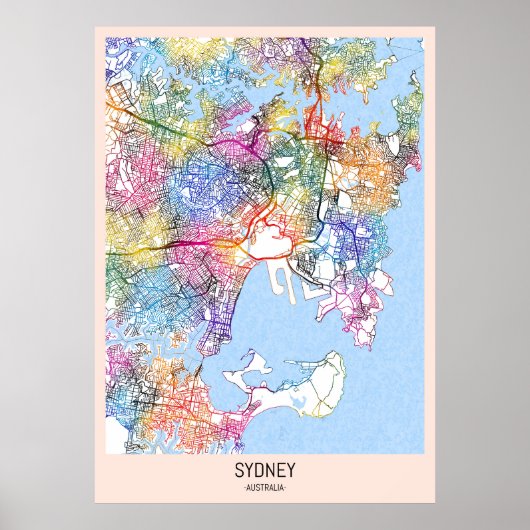 Sydney Australia City Map ポスター (正面)