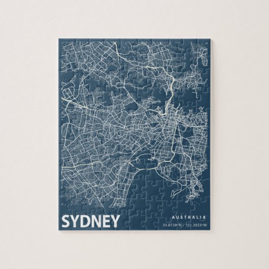 Sydney Australia Minimalist City Map Line Art Blue ジグソーパズル (縦)