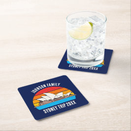 Sydney Australia Opera House Custom Blue スクエアペーパーコースター