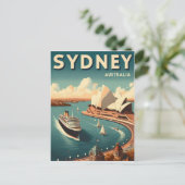 Sydney Australia Retro Travel ポストカード (スタンド正面)