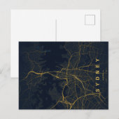Sydney City Map Minimal Postcard ポストカード (正面/裏面)