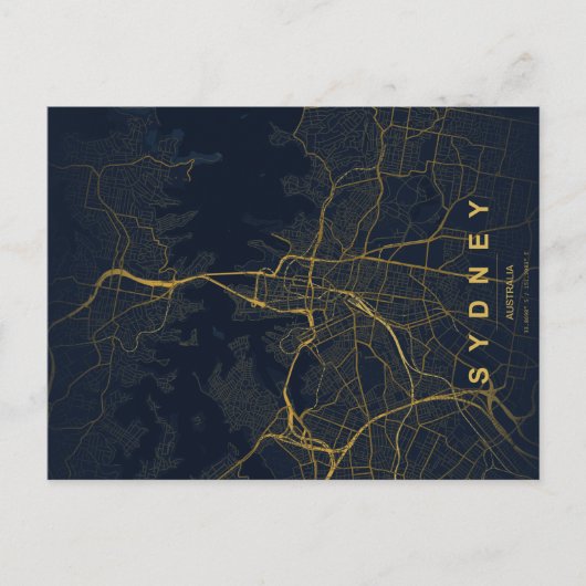 Sydney City Map Minimal Postcard ポストカード (正面)