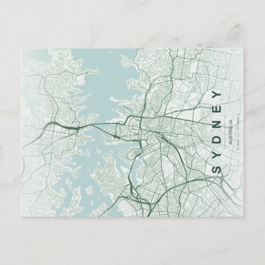 Sydney City Map Minimal Postcard ポストカード (正面)