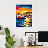Sydney Fauvist Cityscape – Opera House Harbour ポスター (ホームオフィス)