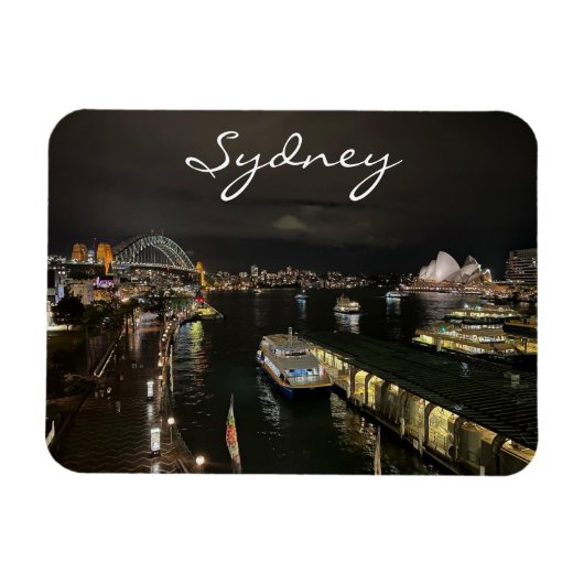 Sydney Harbor by Night，オーストラリア，写真 マグネット (横)