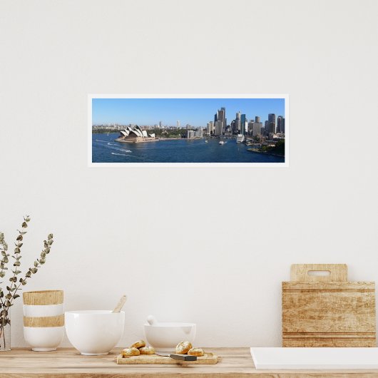 Sydney Harbor, Opera House, Skyline, Panoramic ポスター (キッチン)
